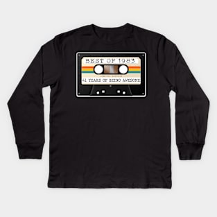 Funny Best of 1983 41st Birthday Cassette Tape Vintage Kids Long Sleeve T-Shirt